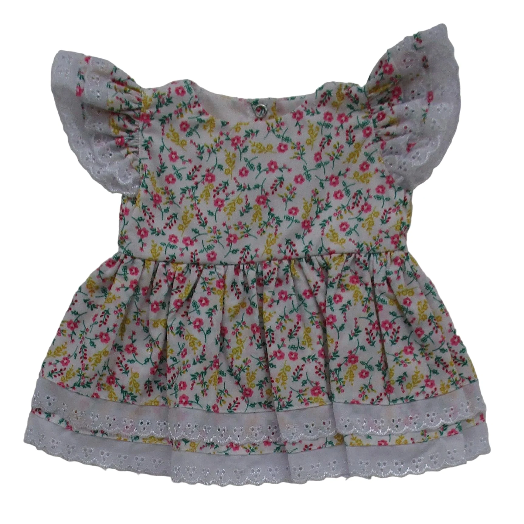 BLC C Dress Floral Eyelet Pink/Yellow/Green Fits 20"