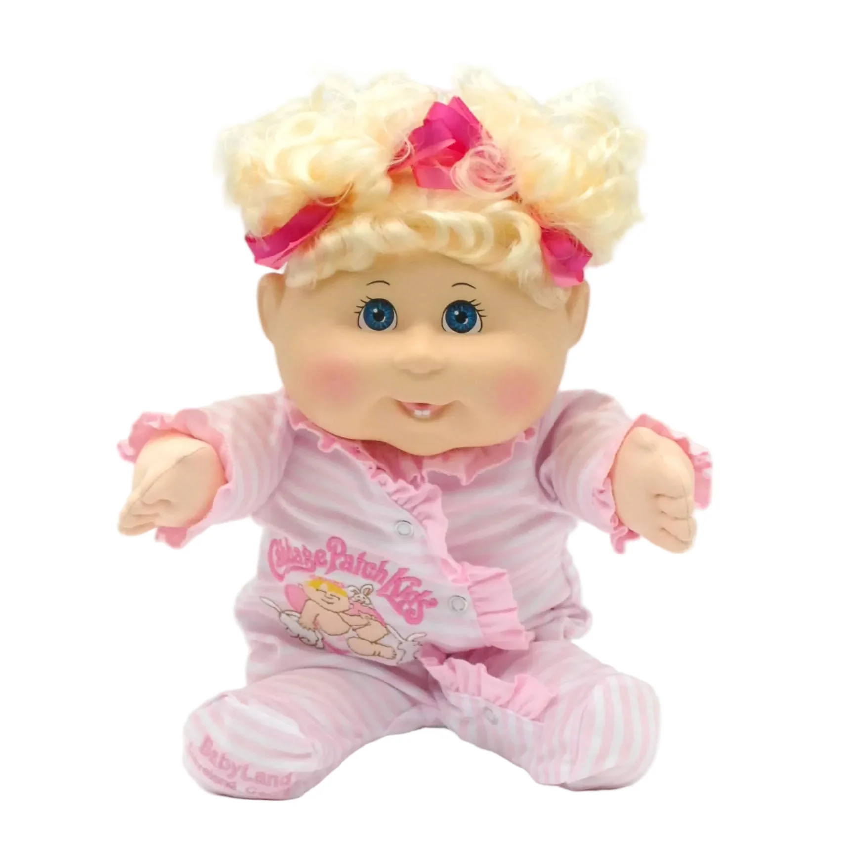 CPW0999-Pink Striped W/Ruffle & Rabbits Sleeper